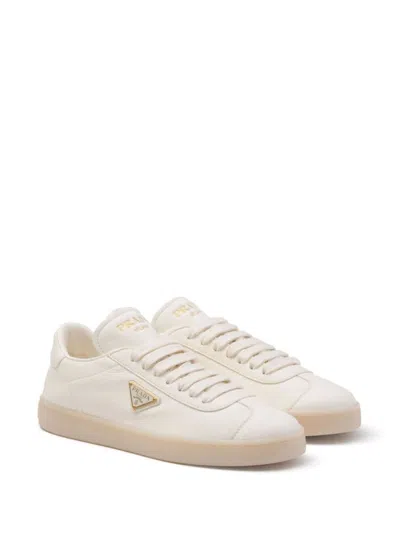 Shop Prada Leather Low-top Sneakers In Ivory
