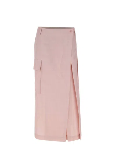 Shop P.a.r.o.s.h Raisa24 Pink Linen Wrap Skirt