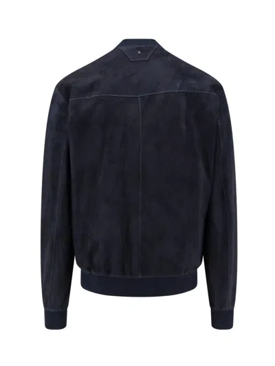Shop Santoro Leather Jackets In Blue