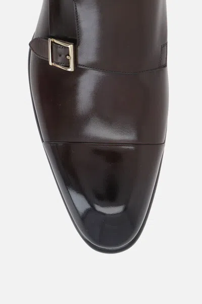 Shop Santoni Flat Shoes In Dark Brown