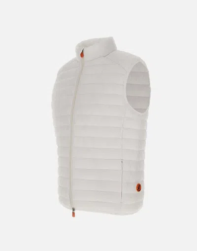 Shop Save The Duck Giga01adam White Men's Vest With 100% Animal-free Padding