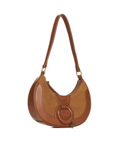 Shop See By Chloé Hana Half-moon Leather Shoulder Bag In Brown