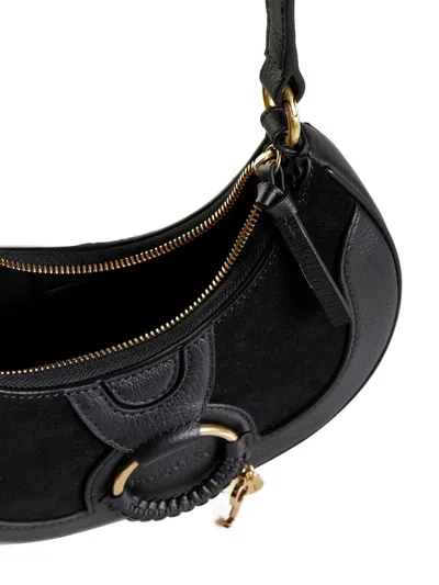 Shop See By Chloé Hana Half-moon Leather Shoulder Bag In Black
