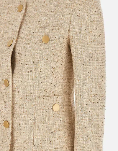 Shop Tagliatore Gold Speckled Cotton And Viscose Jacket In Gold/beige
