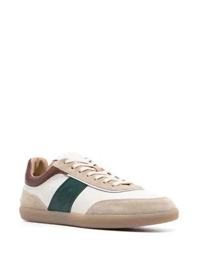 Shop Tod's Tabs Suede Sneakers In Cream