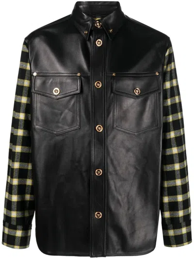 Shop Versace Blouson Leather Clothing In Black