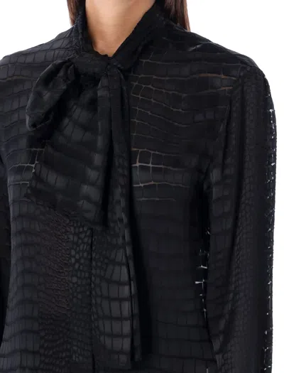 Shop Versace Shirt Devore Crocco In Black