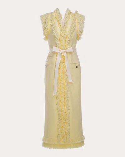 Shop Huishan Zhang Women's Arlo Tweed Dress In Yellow