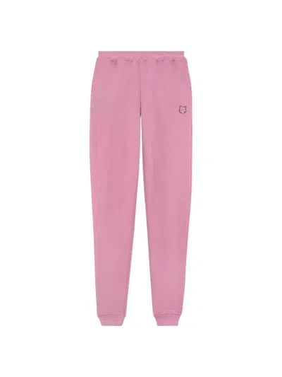 Shop Maison Kitsuné Bold Fox Head Patch Regular Jog Pants In Pink & Purple