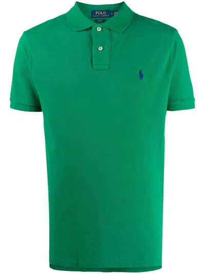 Polo Ralph Lauren Two-button Cotton Polo Shirt With Logo In Green