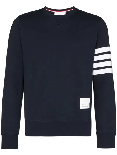 Shop Thom Browne Classic Sweatshirt In Classic Loopback With Engineered 4 Bar Clothing In Blue