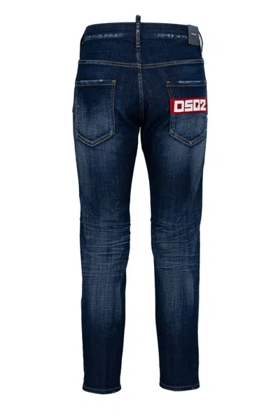 Dsquared2 Blue Cotton Blend Jeans In Blue
