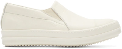 Rick Owens White Leather Boat Sneakers