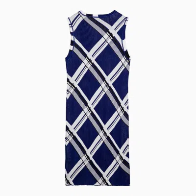 Shop Burberry Sleeveless Check Dress In Blue