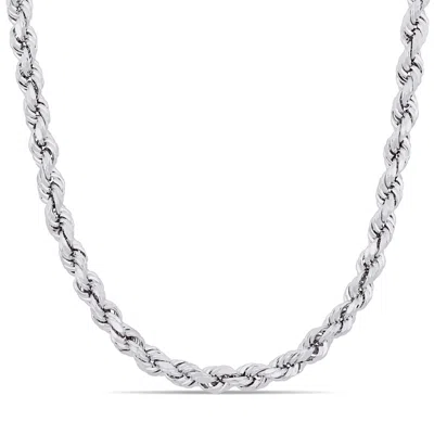 Shop Mimi & Max 24 Inch Rope Chain Necklace In Sterling Silver With Lobster Clasp (5mm) In White