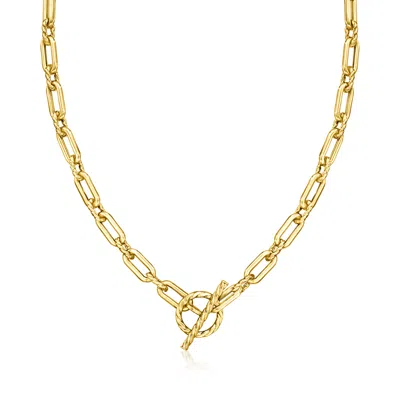 Shop Ross-simons Italian 18kt Yellow Gold Paper Clip Link Toggle Necklace In Multi