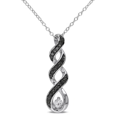 Mimi & Max 1/10ct Tw Black Diamond And Created White Sapphire Twist Necklace In Sterling Silver In Black