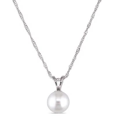 Mimi & Max 6.5 -7mm Cultured Freshwater Pearl Solitaire Necklace In 14k White Gold In White