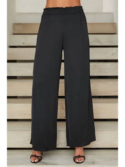 Shop Milio Milano Satin Palazzo Pant In Black