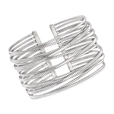 Shop Ross-simons Italian Sterling Silver Crisscross Cuff Bracelet In Multi