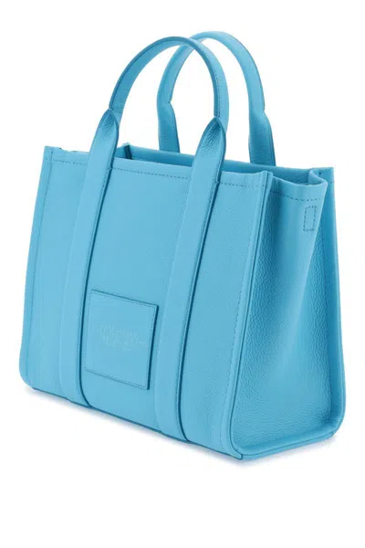 Shop Marc Jacobs 'the Leather Medium Tote Bag' In Celeste