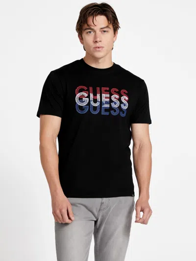 Shop Guess Factory Eco Jefferson Logo Tee In Black