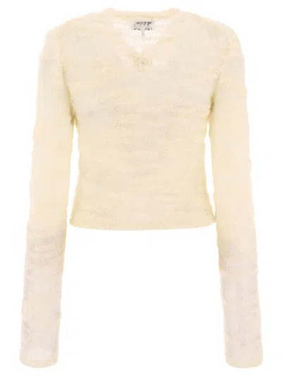 Shop Ganni Alpaca And Mohair Boucle Cardigan In White
