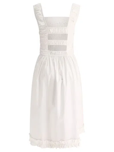 Shop Ganni Smock Poplin Midi Dress In White