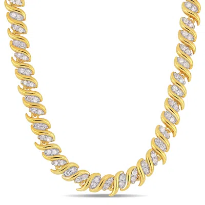 Mimi & Max 2ct Tdw Diamond S-link Tennis Necklace In Yellow Silver In White