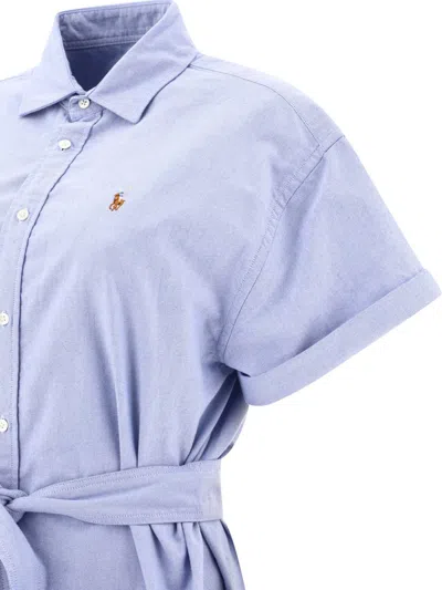 Shop Polo Ralph Lauren "pony" Shirt Dress In Blue