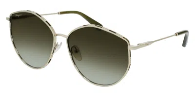Ferragamo Women's 60 Mm Gold Green Sunglasses In Gold