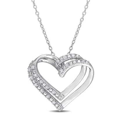 Mimi & Max 1/5ct Tw Diamond Heart Necklace In Sterling Silver In White