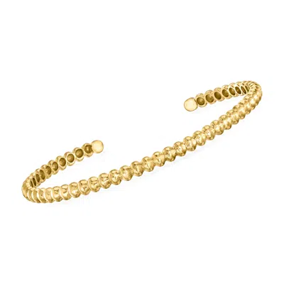 Shop Ross-simons Italian 14kt Yellow Gold Beaded Cuff Bracelet In Multi