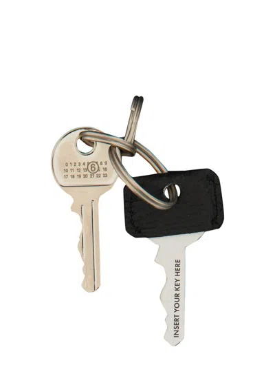 Shop Mm6 Maison Margiela "numeric Signature" Keychain In Silver