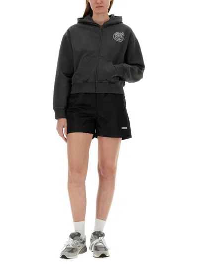 Shop Sporty And Rich Sporty & Rich Cropped Sweatshirt In Black
