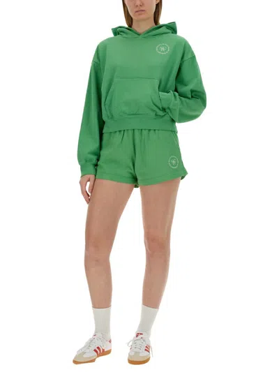 Shop Sporty And Rich Sporty & Rich Cropped Sweatshirt In Green