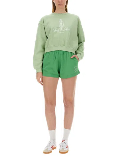 Shop Sporty And Rich Sporty & Rich Cropped Sweatshirt In Green