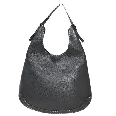 Shop Fendi Selleria Black Leather Shoulder Bag ()
