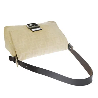 Shop Fendi Zucca Beige Canvas Shoulder Bag ()