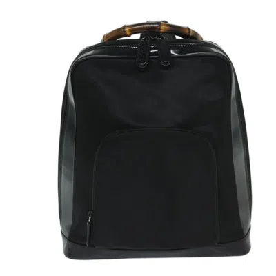 Shop Gucci Bamboo Black Canvas Shoulder Bag ()