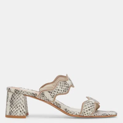 Shop Dolce Vita Ilva Mid Heels Grey White Embossed Leather In Multi