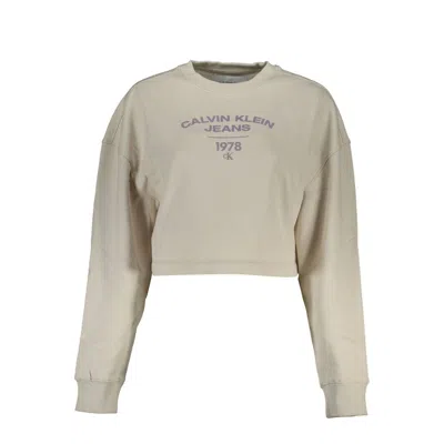 Shop Calvin Klein Crew Neck Fleece Women's Sweatshirt In Beige