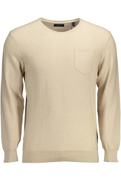 Shop Gant Ele Crew-neck Sweater With Men's Embroidery In Beige