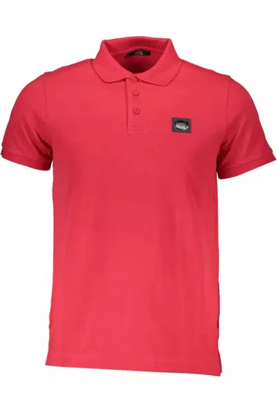 Shop Cavalli Class Elegant Cotton Polo With Chic Men's Detailing In Pink
