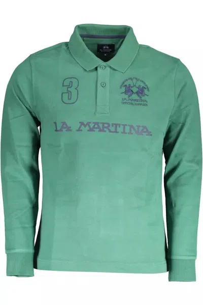 Shop La Martina Elegant Long Sleeve Men's Polo In Green