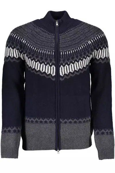 Shop Gant Ele Long Sleeve Zip Cardigan With Contrast Men's Detail In Blue
