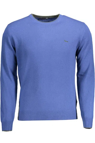 Shop Harmont & Blaine Elegant Crew Neck Embroide Men's Sweater In Blue