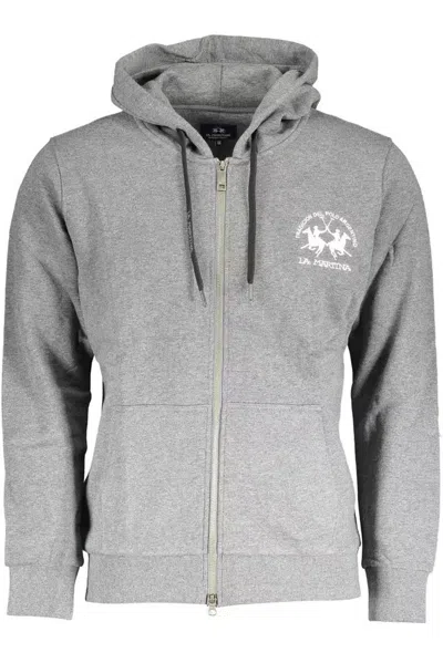 Shop La Martina Chic Hooded Sweatshirt With Embroidery Men's Detail In Grey