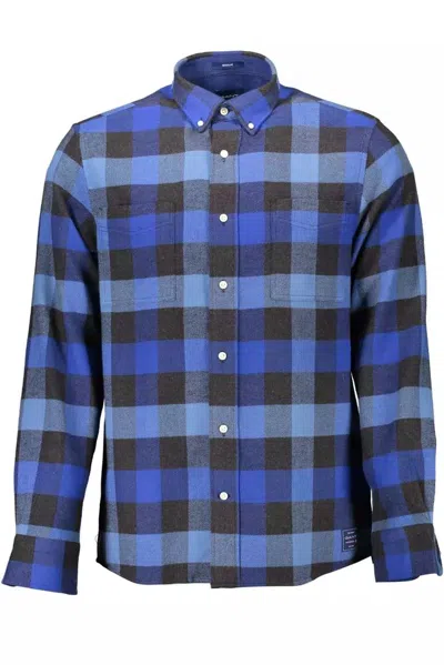 Shop Gant Ele Long-sleeved Regular Fit Men's Shirt In Blue