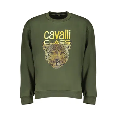 Shop Cavalli Class Elegant Fleece Crew Neck Men's Sweatshirt In Green
